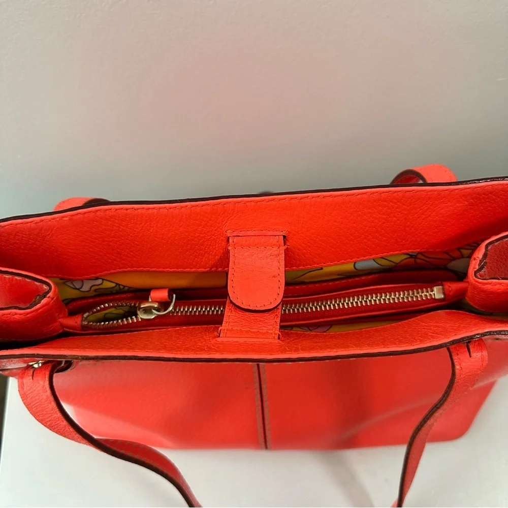 Kate Spade Grand Street Gabriel Tote Orange Pebbled Leather Shoulder Bag